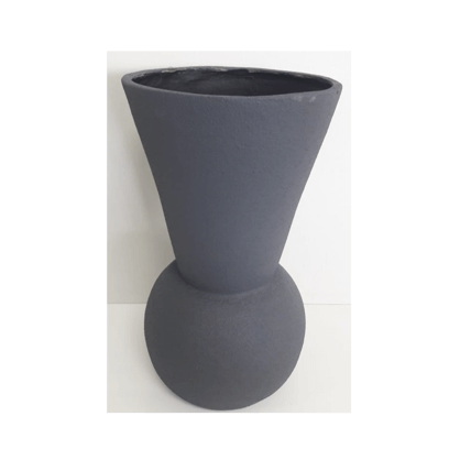 Ball and V Top Resin Vase Grey